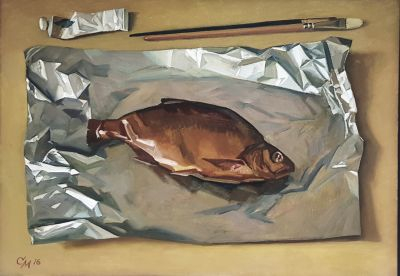 fish artist - Artist, Painting, Painting, Painting, Still life, A fish, Alcohol, Longpost