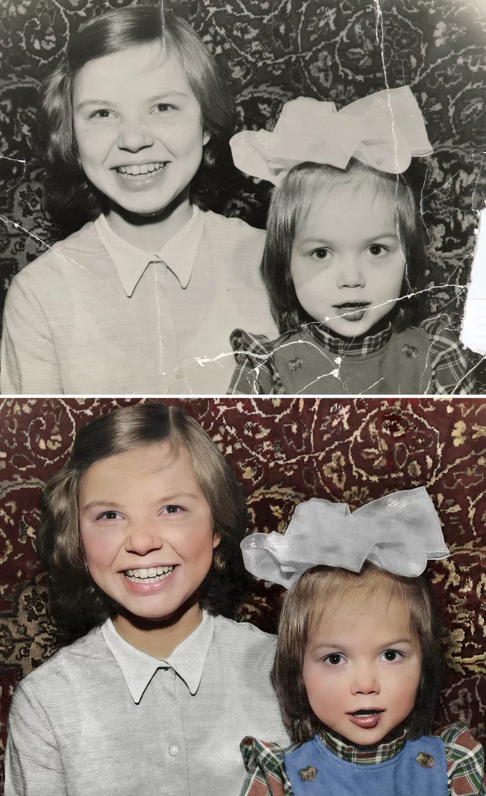 Restoration and colorization of the photo, at the request of the pikabuster - My, Photo restoration, Colorization, Made in USSR, Childhood in the USSR, Children