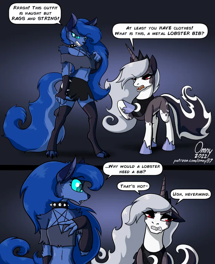 Change of images... and bodies... - My little pony, Helluva boss, MLP crossover, Loona, Princess luna, Art, PonyArt, Omny87, Furry