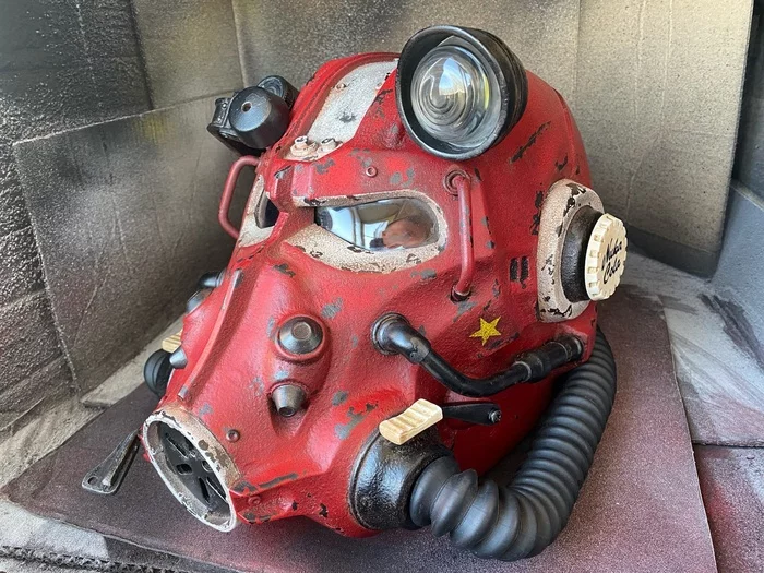 Power Armor Helmet from Fallout Nuka World - My, Fallout, Power armor, Nuka-World, With your own hands, Needlework without process, Handmade, Vertical video, Video, Longpost