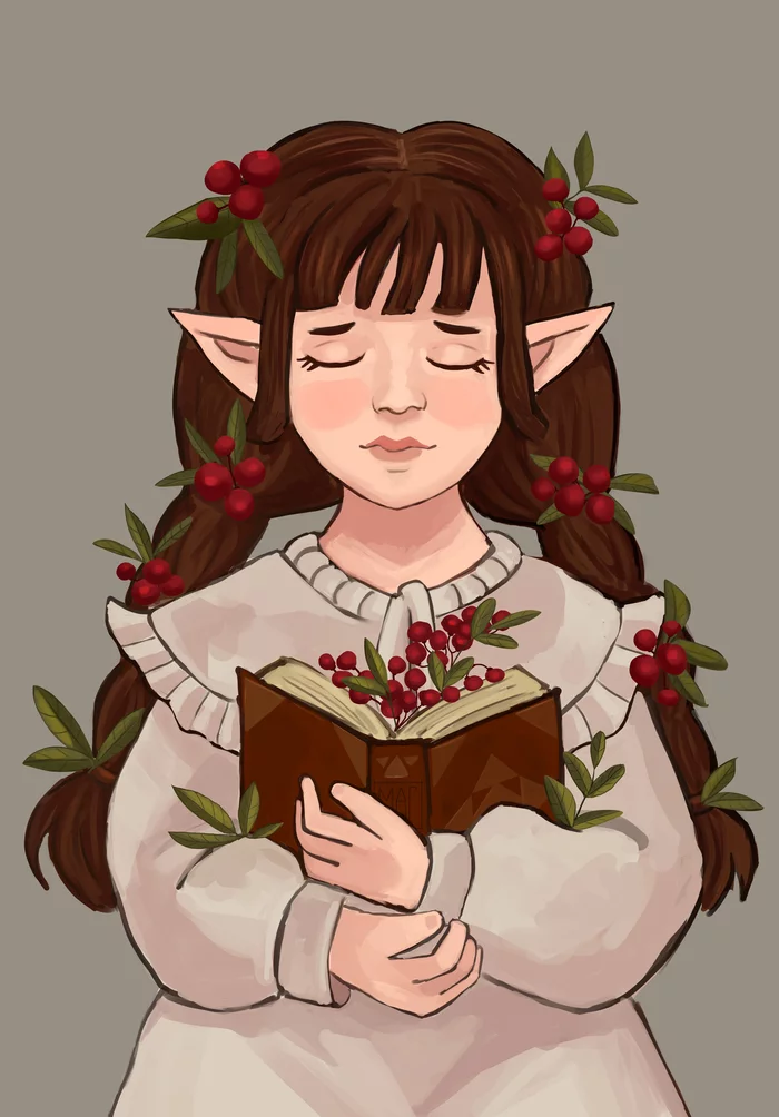 baby elf - My, Art, Girl, Elves, Portrait, Digital drawing