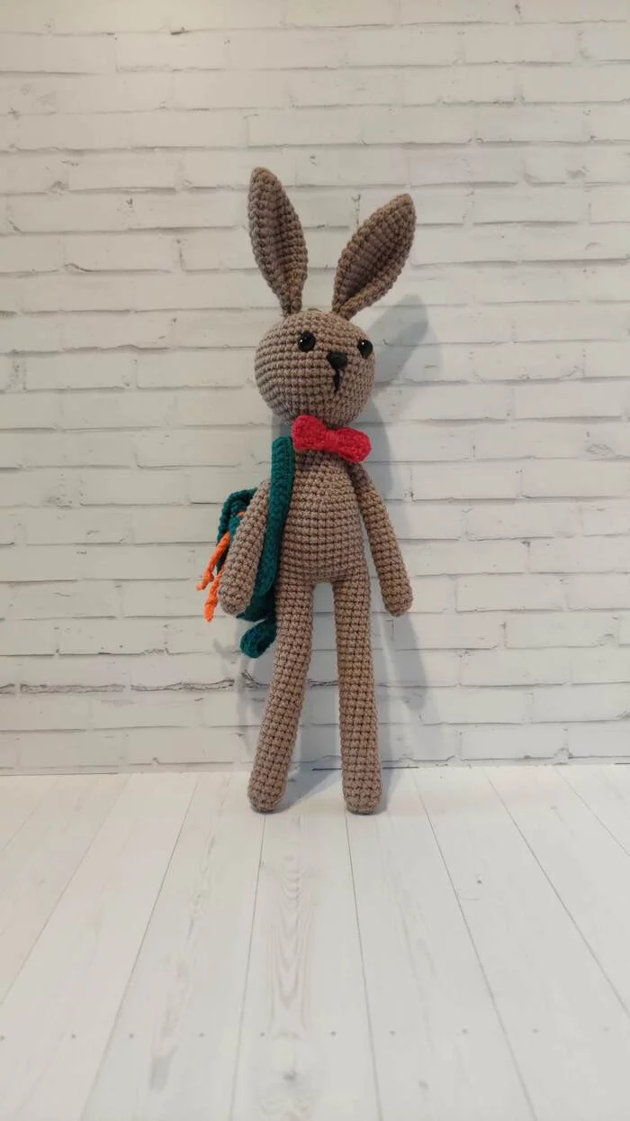 Long-legged amigurumi bunny - My, Handmade, Toys, Amigurumi, Knitting, Crochet, Longpost, With your own hands