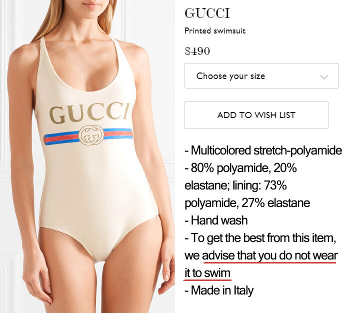 Gucci swimsuit for $490, which is not suitable for swimming - Swimsuit, Gucci, Reddit, Repeat