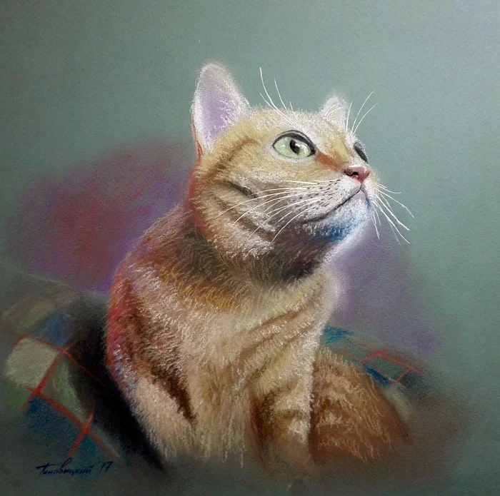 My paintings part 11 (kote) - My, Painting, Creation, Artist, Art, Pastel, Crayons, cat, Pets