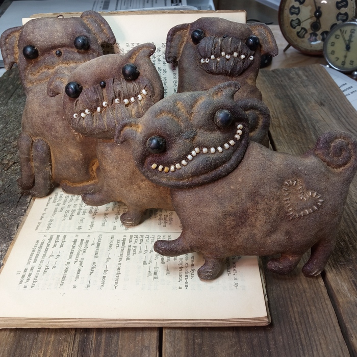 Мопсики Мопс, Собака, Рукоделие с процессом, Авторская игрушка, Длиннопост