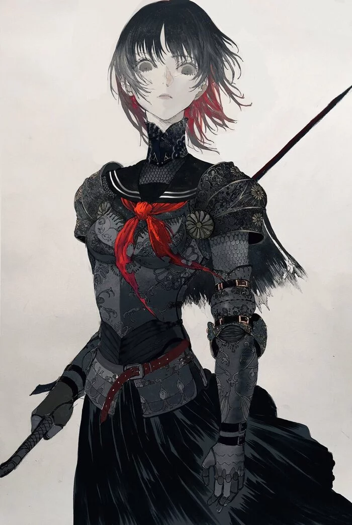 Girls-Knight by mon (monmon2133) - Anime art, , Art, Armor, Art, Longpost, Anime