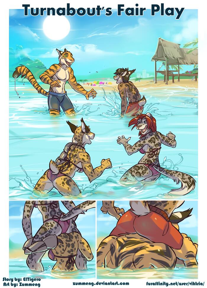 fair competition - NSFW, Furry, Furry art, Yiff, Furry feline, Erotic, Repeat, Comics, Furry comics, Longpost