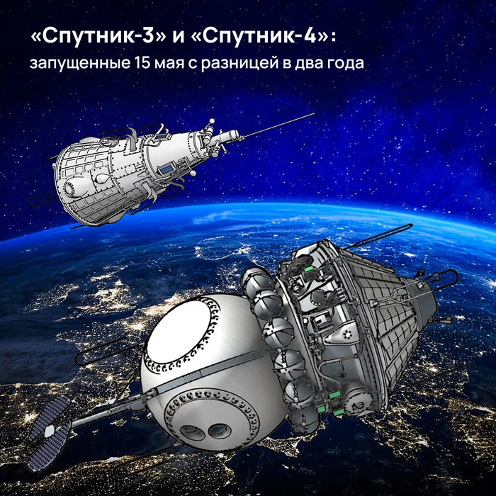 «Спутник-3» и «Спутник-4»: запущенные 15 мая с разницей в два года - Моё, Космос, Космонавтика, СССР, Спутники, Восток, Восток-1, Длиннопост