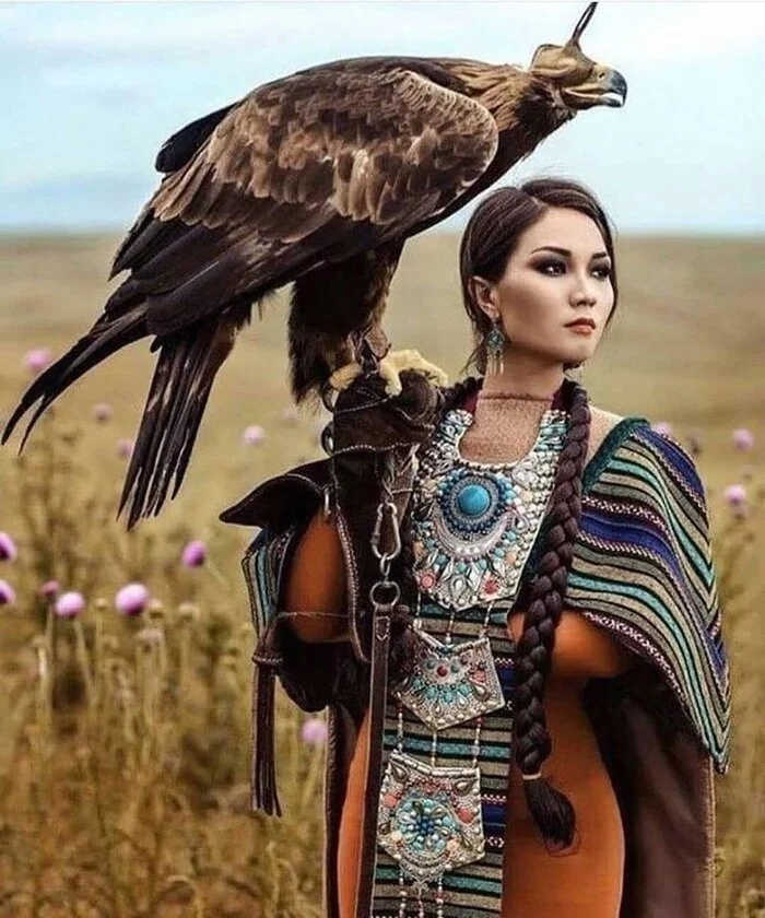 Kazakh huntress - Mongolia, Hunting, Birds, Golden eagle, Predator birds, Falconry, Girls, The photo