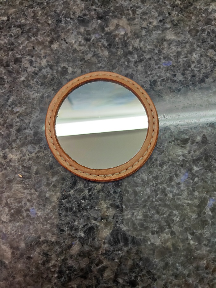 Карманное зеркало" Милый мышь" Своими руками, Рукоделие без процесса, Изделия из кожи, Зеркало, Ручная работа, Длиннопост