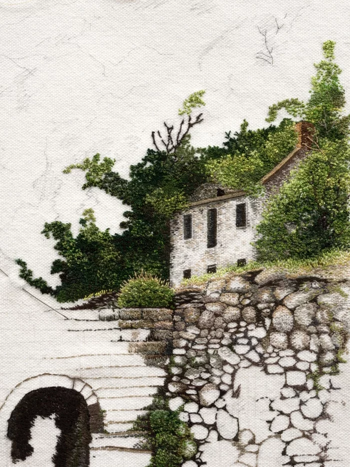 Abandoned house at Harpers Ferry - My, Embroidery, Process, Needlework, Nature, Abandoned house