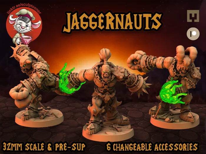 Orc Juggernauts - 32mm miniatures for 3d printing - My, Dungeons & dragons, Miniature, Painting miniatures, World of warcraft, 3D печать, Wargame, Figurines, Modeling, 3D printer, 3D modeling, Stand modeling, Collecting, Longpost