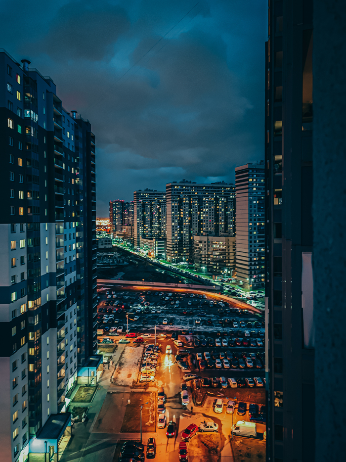 Ночные огни с высоты Мобильная фотография, Ночной город, Фотография, Уличная фотография, Санкт-Петербург, Ночная съемка, Длиннопост