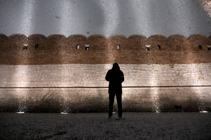 Tula during the February snowfall - My, The photo, Town, Night, Tula, Tula Kremlin, Snowfall