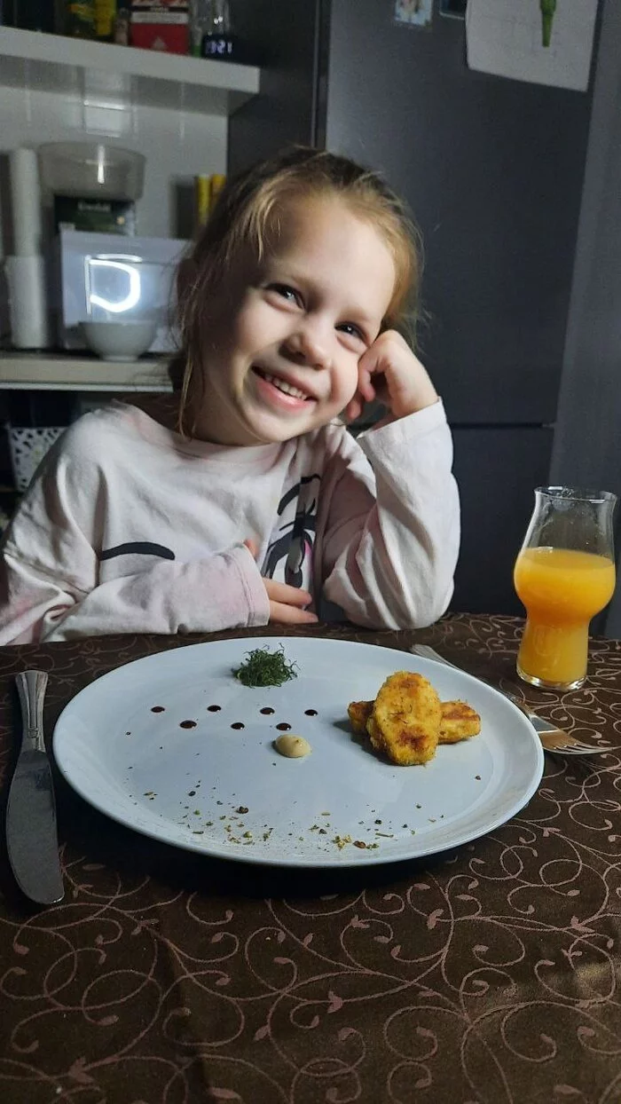 Response to the post “I have seen enough of your high cuisine in social networks and also decided to try it. La sa sisa - My, Picture with text, Children, Nuggets, Serving dishes, Registration, Kitchen, Reply to post