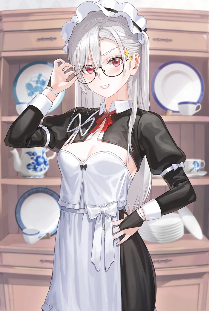 New dishwasher - Anime, Anime art, Original character, Housemaid, Tableware, Kfr