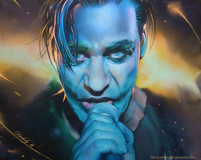 Тилль Искусство, Современное искусство, Портрет, Тилль Линдеманн, Lindemann, Длиннопост, Рисунок, Акварель