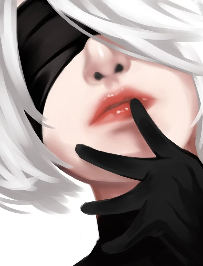 Lips - Art, Girls, NIER Automata, Yorha unit No 2 type B, Lips