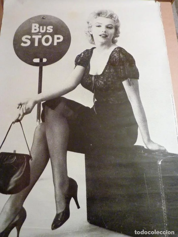 Marilyn Monroe - Cycle, Gorgeous, Marilyn Monroe, Actors and actresses, Celebrities, Blonde, 50th, Hollywood, 1956, Poster, Movie Posters, USA, Hollywood golden age, Movies, Bus stop, Black and white photo