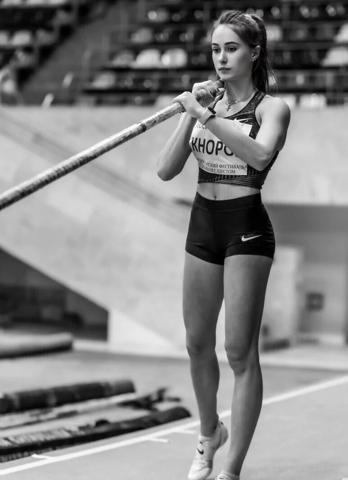 Sportswoman - Girls, The photo, Athletes, Pole vaulting, Black and white photo, Legs