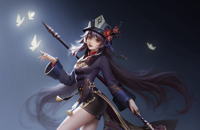 Butterfly in the night , ArtStation, , Hu Tao (Genshin Impact), Genshin Impact, Anime Art