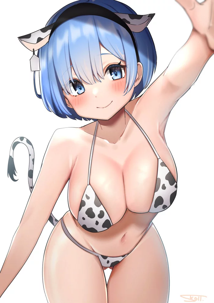 Rem the cow - NSFW, Re: Zero Kara, Rem (Re: Zero Kara), Anime art, Anime, Cowsuit, Art, Erotic