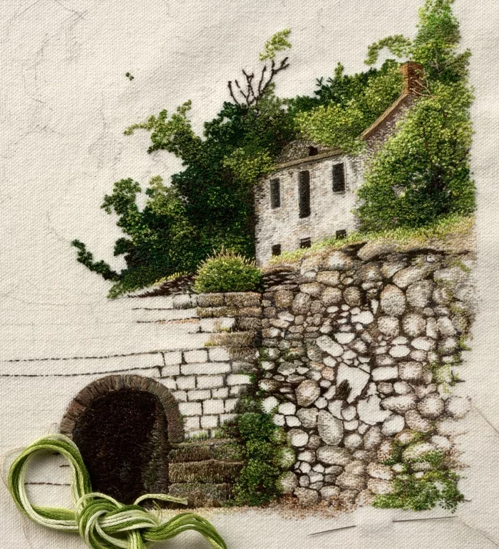 Harpers Ferry, the process continues - My, Embroidery, Painting, Needlework, Friday tag is mine, With your own hands, Longpost