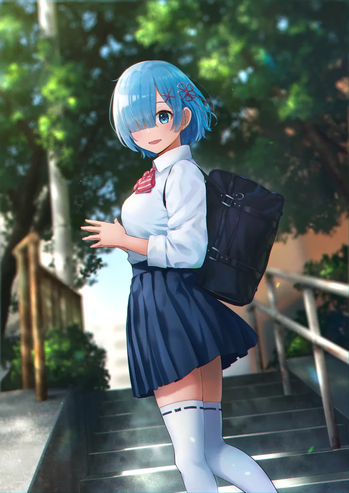 Schoolgirl Rem - Re: Zero Kara, Rem (Re: Zero Kara), Anime art, Anime