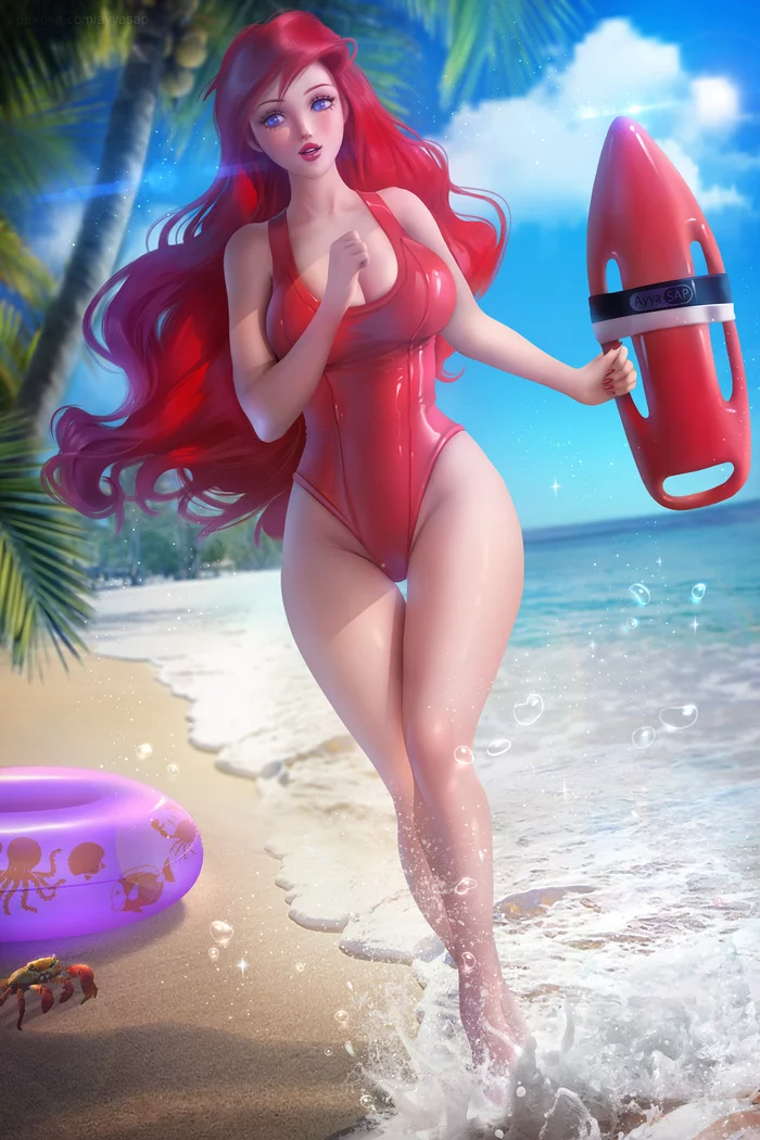 Lifeguard Ariel - NSFW, AyyaSAP, Ariel, the little Mermaid, Art, Swimsuit, Erotic