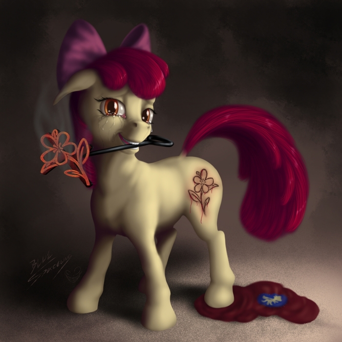  My Little Pony, Applebloom, Cutie Mark, Semi-grimdark, Bluespaceling