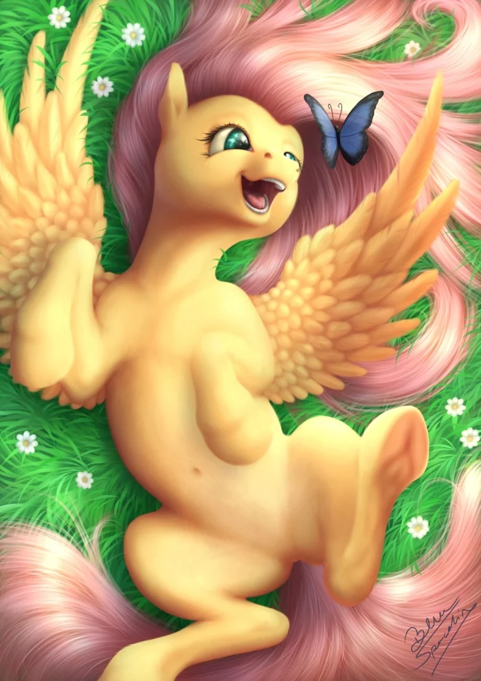 Flatty on the grass - My little pony, Fluttershy, Bluespaceling