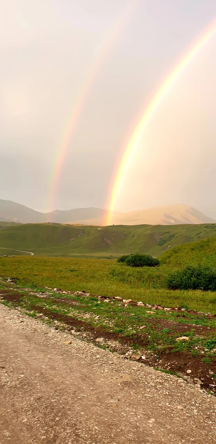 And here's a rainbow - Double Rainbow, The mountains, Tourism, Chechnya, Nissan, 4x4, Longpost