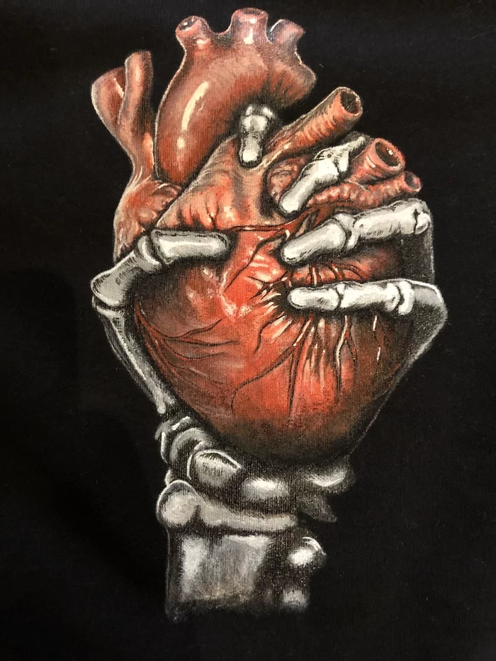 heart) - My, Painting on fabric, Drawing, Paints on fabric, Customization, Longpost