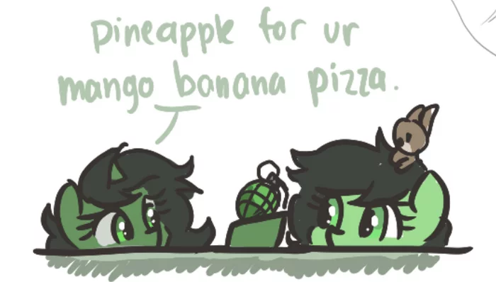 Pineapple for Mango Banana Pizza - My little pony, Filly Anon, Plunger