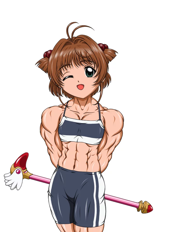 Sakura Kinomoto - Cardcaptor Sakura, Kinomoto Sakura, Strong girl, Girl, Anime, Anime art, Muscleart