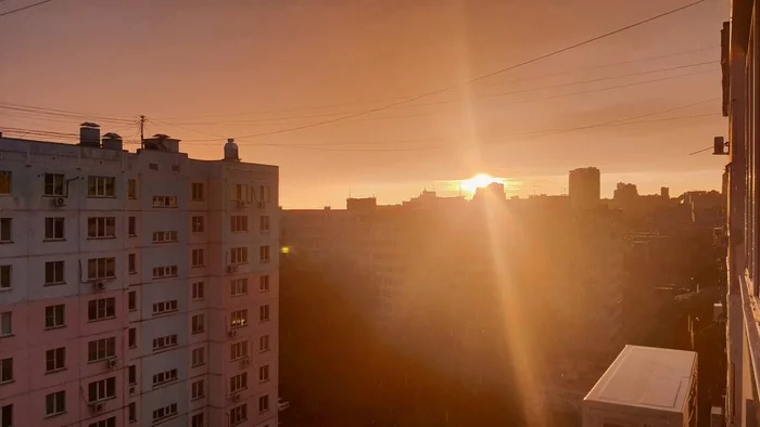 Sunset in Khabarovsk. - My, Дальний Восток, Rainbow, Longpost, Sunset