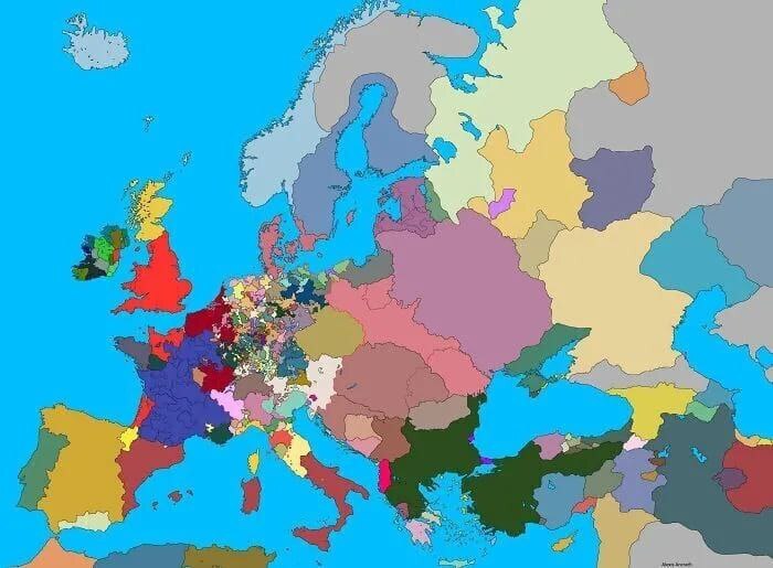 Политическая карта Европы в 1444 году | Пикабу