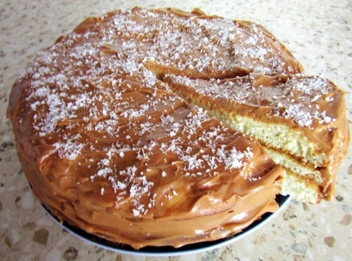 Cake with condensed milk - My, Bakery products, Dessert, Recipe, Preparation, Dinner, Cooking, Food, Yummy, Cake, Pie, A book about delicious and healthy food