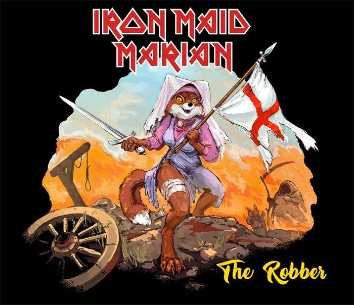 Iron Maid Marian - Furry, Furry fox, Virgin Marian, Iron maiden, Crossover, Humor, Hotchkisstank, Art, Furry art