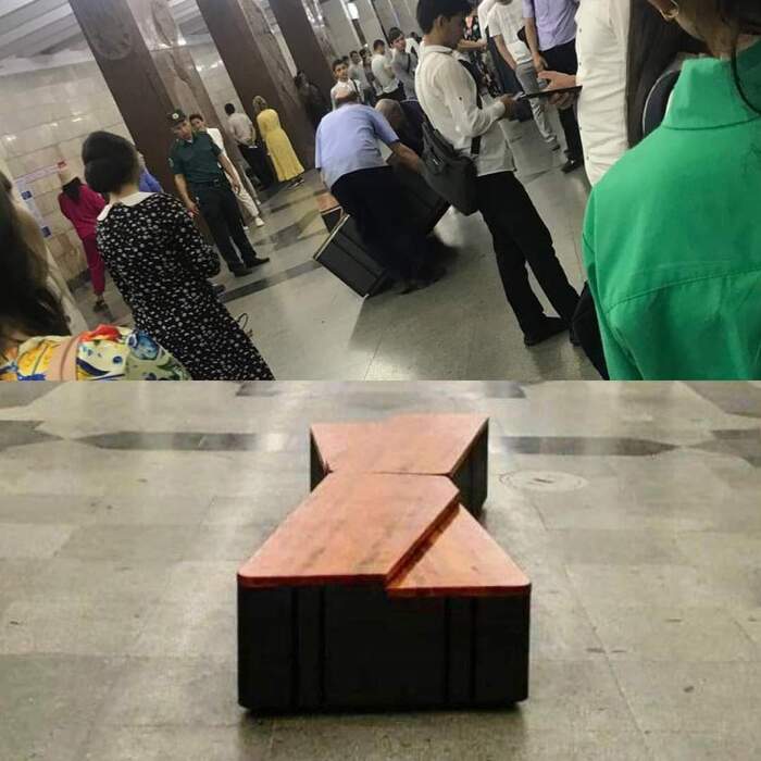 Coffins in the Tashkent metro fixed - Artist, Metro, Art, Benches, Tashkent