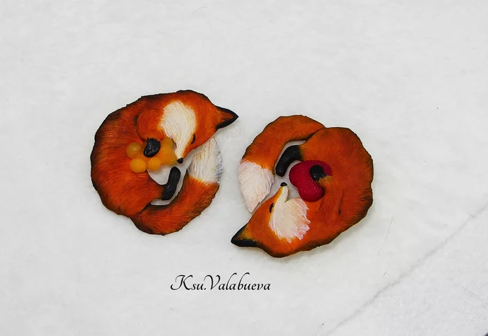 Chanterelles with marmalade - My, Polymer clay, Fox, Brooch, Handmade, Needlework without process, Needlework, Milota, Longpost