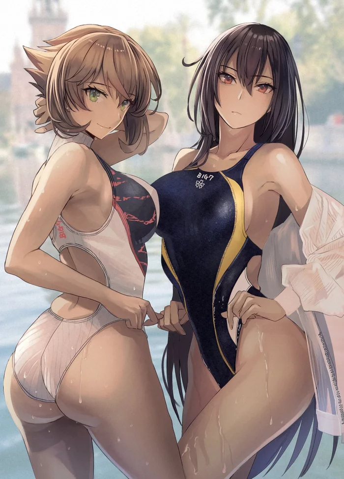 Mutsu & Nagato - NSFW, Anime, Anime art, Kantai collection, Mutsu, Nagato, Swimsuit