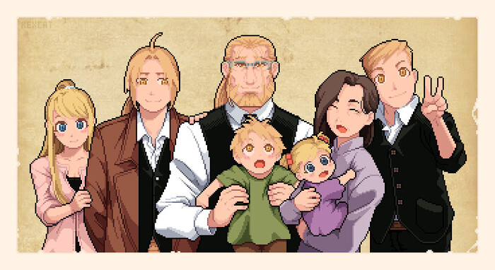 Family , ArtStation, , Fullmetal Alchemist, Pixel Art, Anime Art