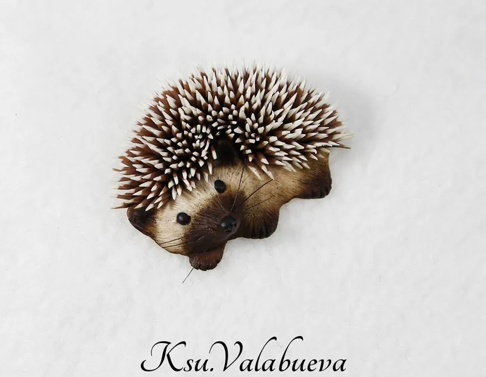 Brooch Prickly Hedgehog - My, Polymer clay, Hedgehog, Brooch, Handmade, Needlework without process, Needlework, With your own hands, Milota, Longpost