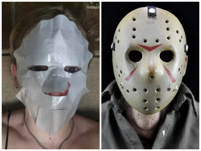 Made a face mask and turned into Jason - My, Cosmetic mask, Humor