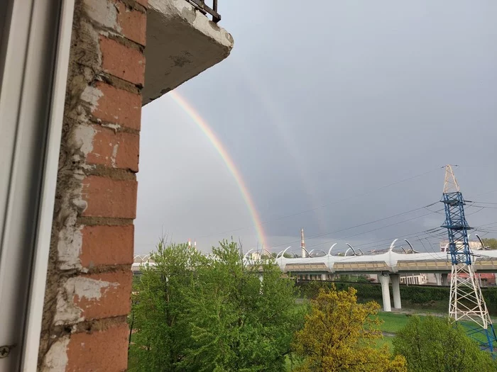 Подарок от Природы на День города - Радуга, Санкт-Петербург, День города, После дождя, Двойная Радуга