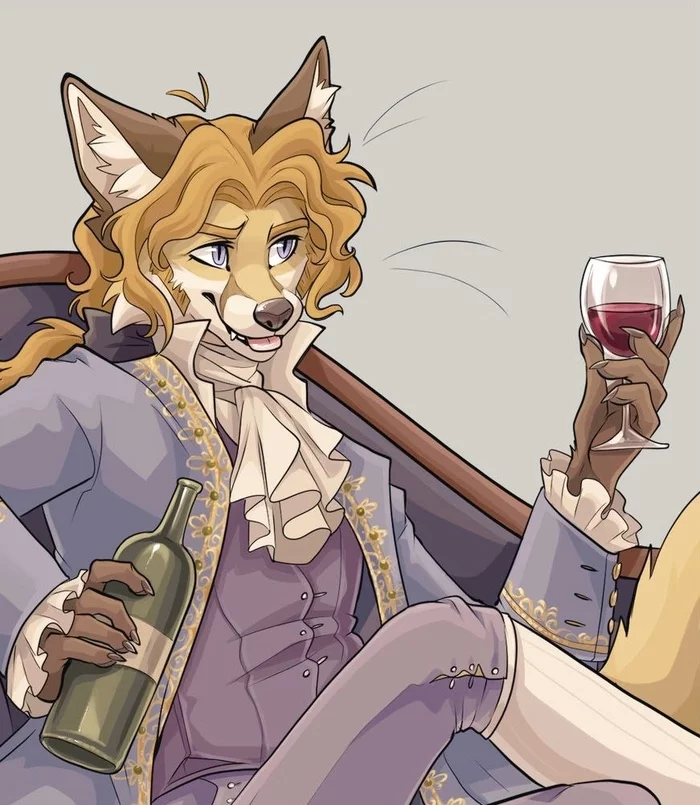 To your health - Furry, Furry canine, Furry fox, Tatujapa, Wine, Art, Furry art