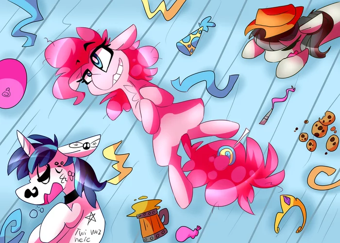 После вечеринки - My Little Pony, PonyArt, Shining Armor, Pinkie Pie, Octavia Melody, Nekosnicker