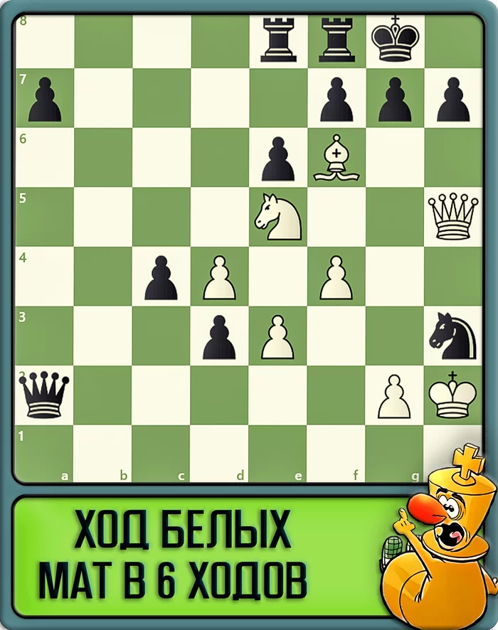 White to move, checkmate in 6 moves! - My, Chess, Chess problems, Chess blitz, Chess for children, Chess School, Fischer chess