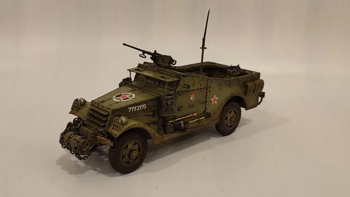 M-3 Scout Star 1/35 - My, Modeling, Scale model, Armored car, Mat, Video, Youtube, Longpost